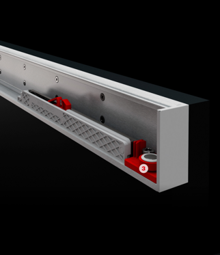 Concealed system for sliding door with shock-absorbing stop